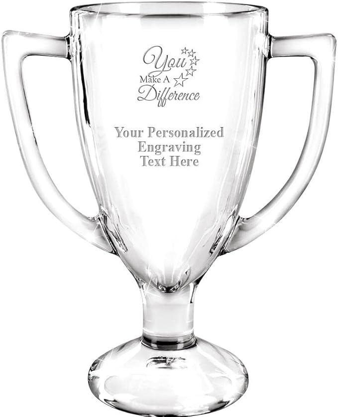 Crown Awards Glass Cup Award with Your Text, 7" Custom Engraved Personalized Glass Trophy