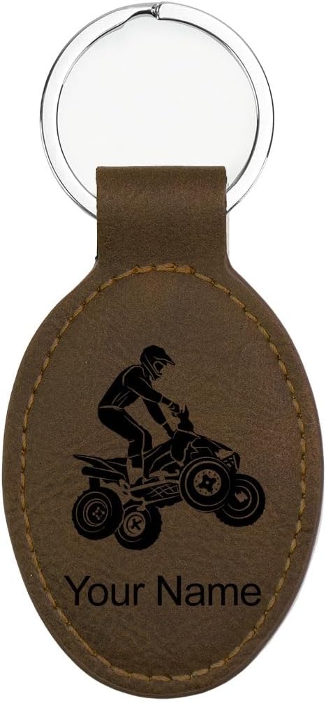 LaserGram Oval Keychain, Quad, Personalized Engraving Included (Chocolate Brown)