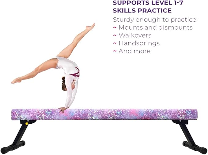 8FT Adjustable&Foldable Gymnastics Balance Beam,Home Gym Equipment,Easy Assembling and Storage,No Tool Require,for Kids Children Girls Training