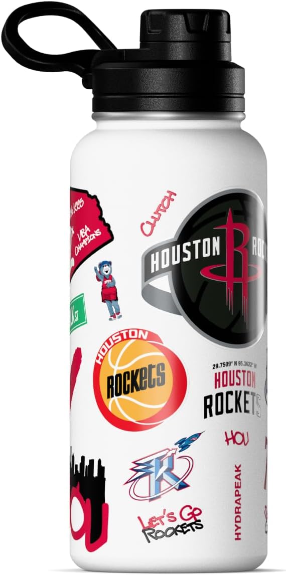Hydrapeak x NBA Officially Licensed Houston Rockets 32 oz Active Water Bottle with Chug Lid Reusable Stainless Steel Double Wall Insulated Sports Gift, Celebrating The City Of Houston