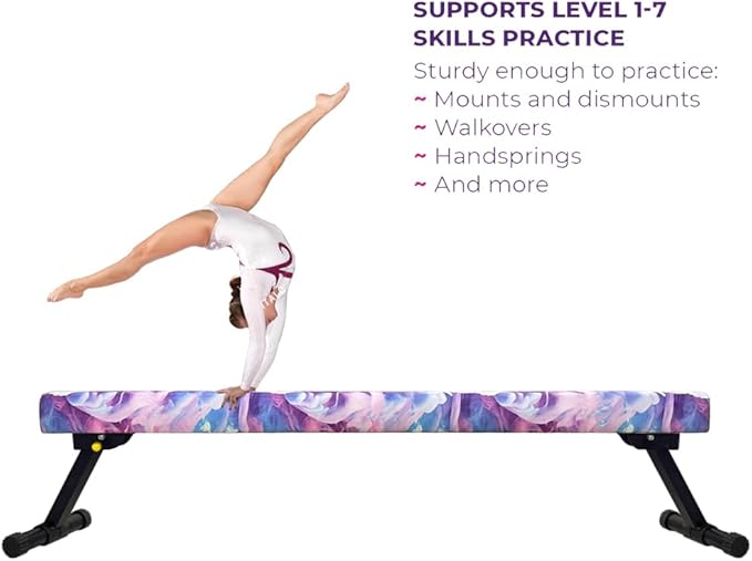 8FT Adjustable&Foldable Gymnastics Balance Beam,Home Gym Equipment,Easy Assembling and Storage,No Tool Require,for Kids Children Girls Training