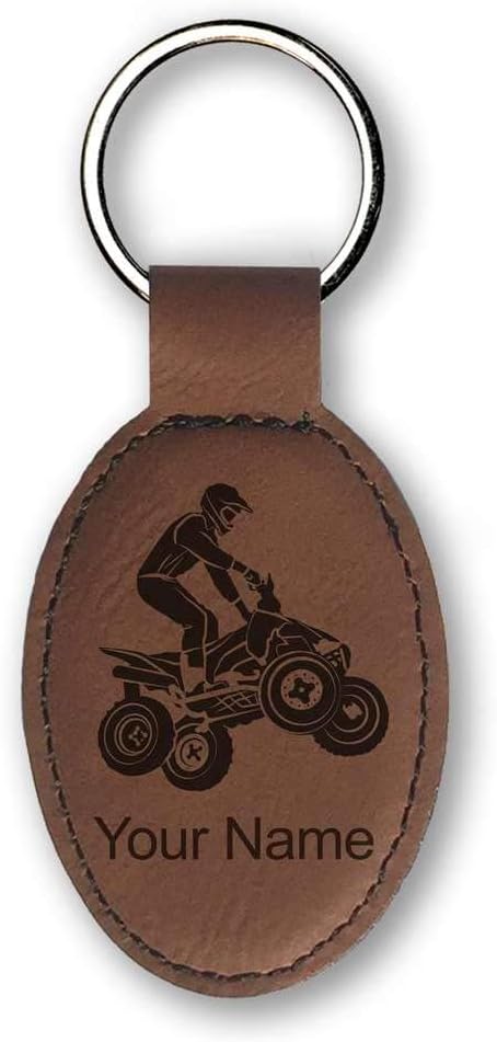 LaserGram Oval Keychain, Quad, Personalized Engraving Included (Dark Brown)