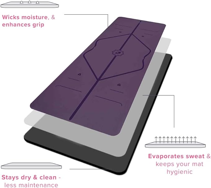 Liforme Travel Yoga mat – Patented Alignment System, Warrior-Like Grip, Non-Slip, Eco-Friendly, Ultra-Lightweight and Sweat Resistant, Made with Natural Rubber