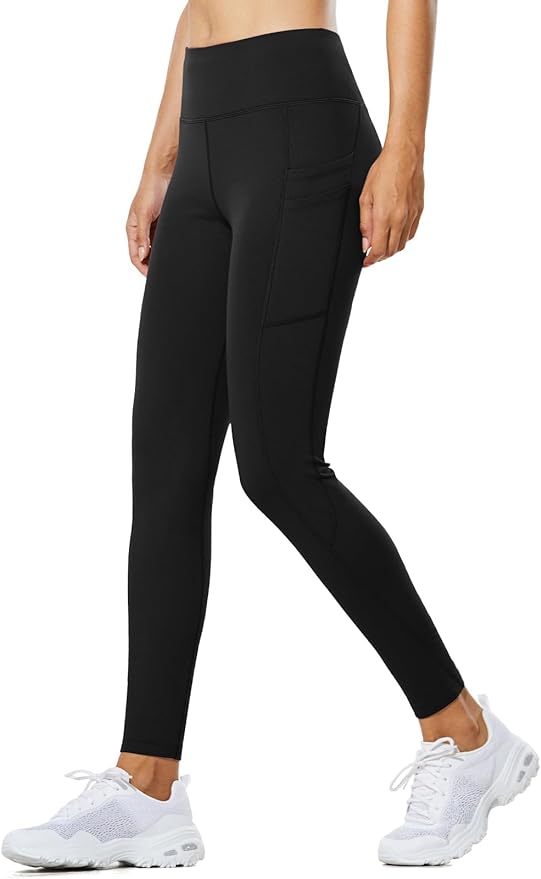 baleaf Women's Fleece Lined Leggings Water Resistant Thermal Winter Warm Tights High Waisted with Pockets Running Gear