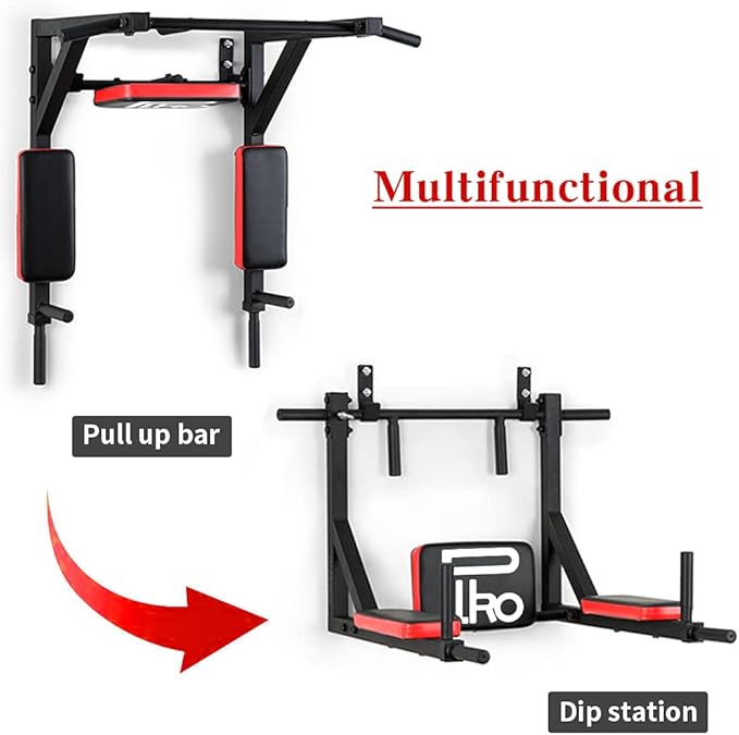 PLKO Wall Mount Pull Up Bar Wall Mounted Body Press Pull Up Bar Gym Chin-Up for Upper Body Workout