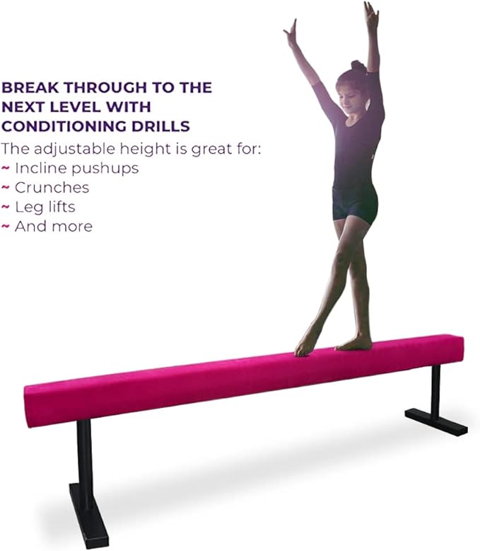8FT Adjustable&Foldable Gymnastics Balance Beam,Home Gym Equipment,Easy Assembling and Storage,No Tool Require,for Kids Children Girls Training