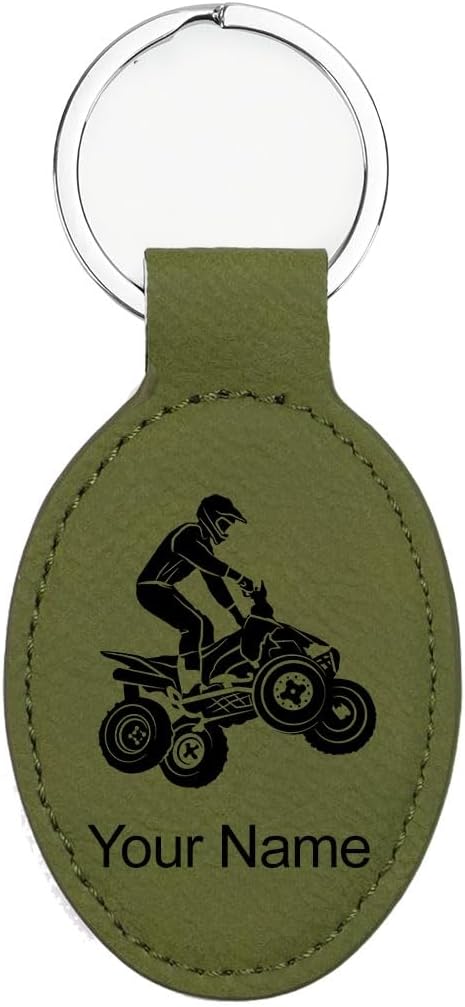 LaserGram Oval Keychain, Quad, Personalized Engraving Included (Camo Green)