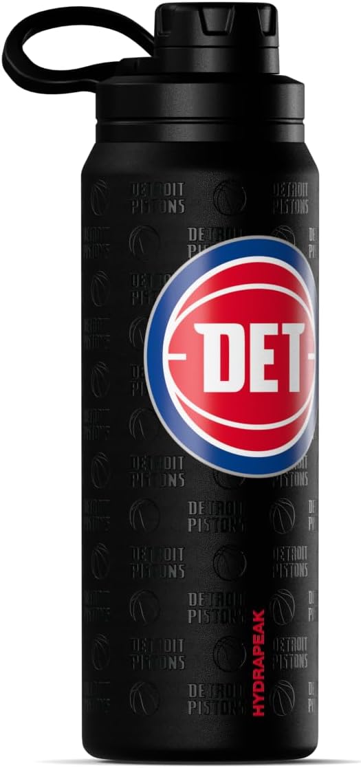 Hydrapeak x NBA Officially Licensed Detroit Pistons 26 oz Active Water Bottle with Chug Lid and Handle Reusable Stainless Steel Double Wall Insulated Sports Gift