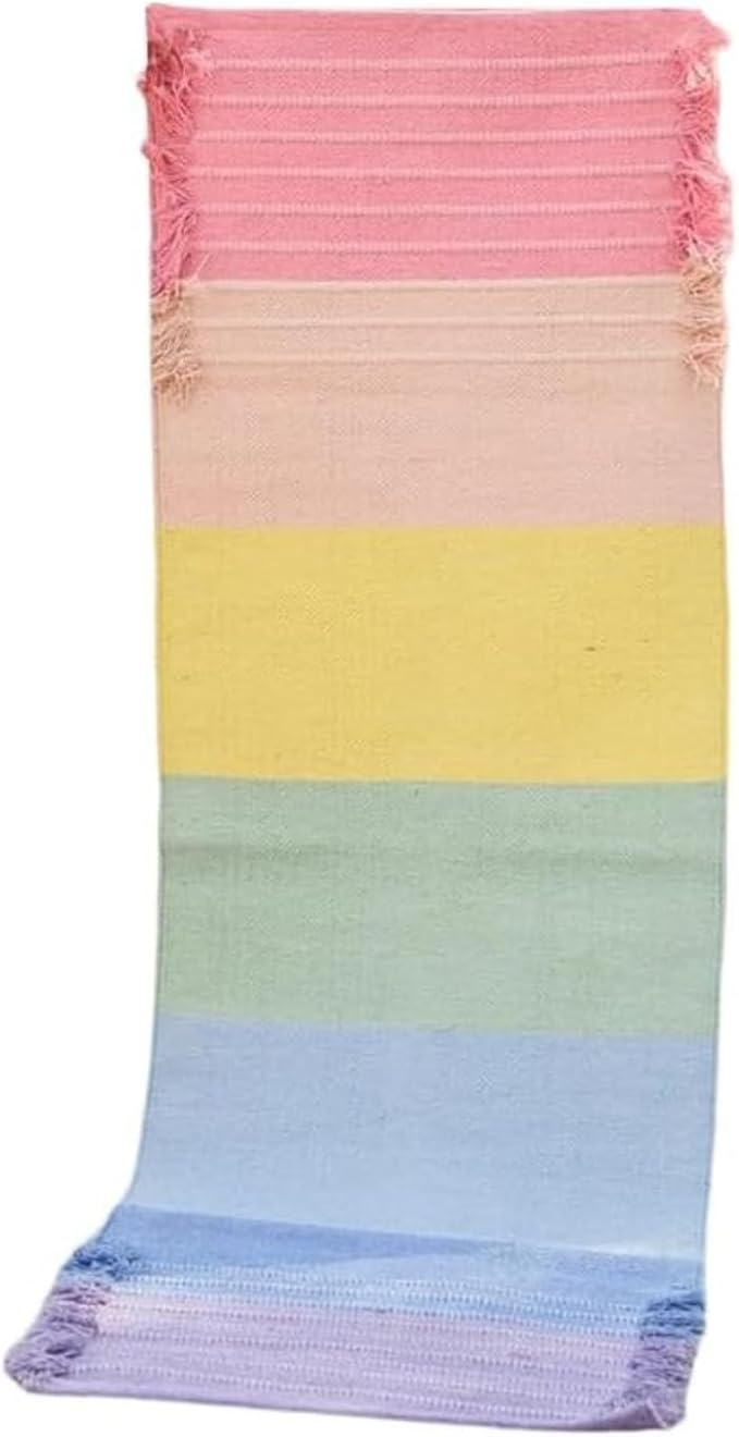 Indian Handmade100 % Organic Anti Skid Multi Colour Cotton Yoga Mat - Eco-Friendly Hand-Woven Rug - Non-Slip & Thick (24”x72”x5mm) for Hot yoga & Everyday Fitness at Home - Comfortable & Foldable Extra-Long Mat