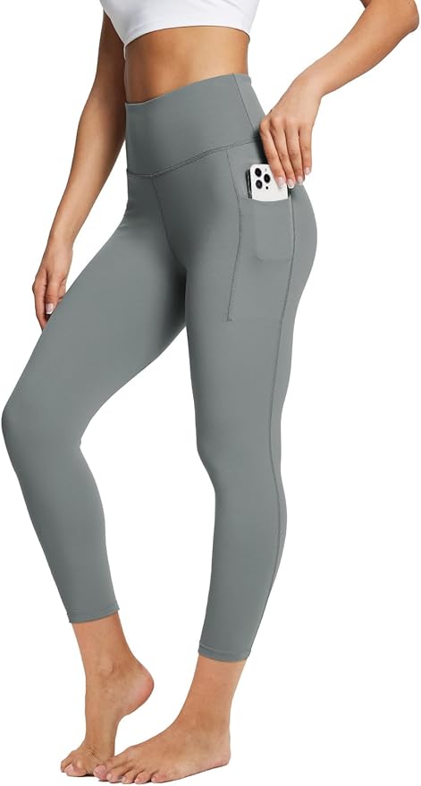 BALEAF Women's Leggings with Pockets Black Tummy Control Workout High Waisted Athletic 7/8 Ultra Soft Gym Yoga Ankle Pants