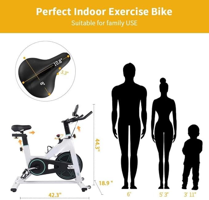 Indoor Exercise Bike,Stationary Bikes for Home Spin Indoor Exercise Bike with LCD Monitor and Comfortable Seat Cushion for Home Gym Cardio Fitness Training
