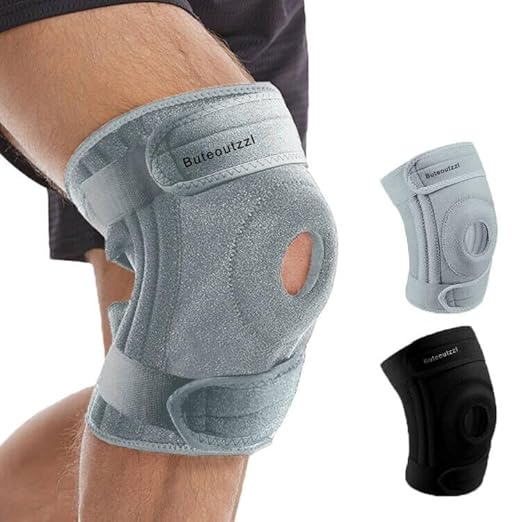 Knee Brace for Men Women with Side Stabilizers & Patella Gel Pad,Non Slip Adjustable Knee Compression Support for Pain Relief,Meniscus Tear,ACL,Arthritis,Injury Recovery,Running