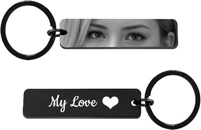 Hiyong Personalized Keychain Custom Photo Keyring Customized Gifts for Men Custom Keychain with Your Photo Logo or Text