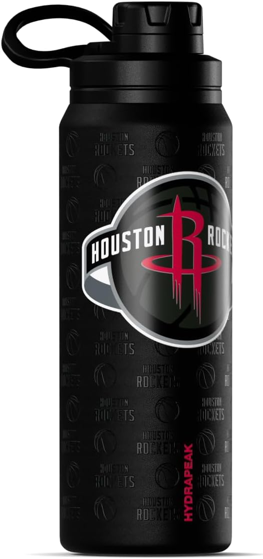 Hydrapeak x NBA Officially Licensed Houston Rockets 26 oz Active Water Bottle with Chug Lid and Handle Reusable Stainless Steel Double Wall Insulated Sports Gift