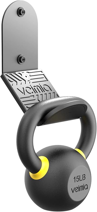 veimia Kettle Bell Wall Rack, Wall Mounted Kettle Bell Storage Hanger, Gym Storage Mount for many Size Kettlebell, Kettlebell Rack with rubber mat is choice for home or commercial gyms