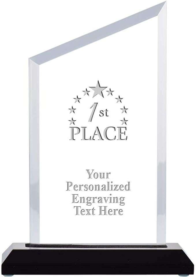Crown Awards Personalized Acrylic Trophy, 8" Engraved Incline Slant Acrylic Award