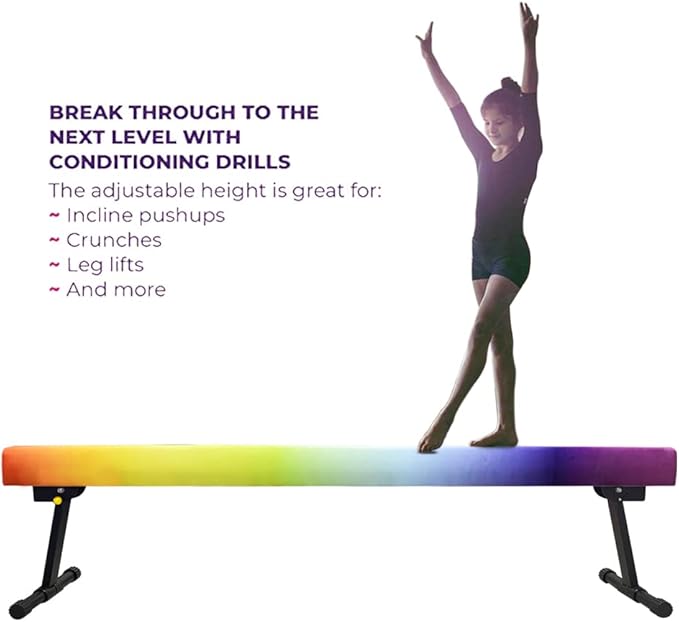 8FT Adjustable&Foldable Gymnastics Balance Beam,Home Gym Equipment,Easy Assembling and Storage,No Tool Require,for Kids Children Girls Training