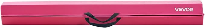 VEVOR 8FT Balance Beam for Kids, 200-350LBS Stable Support Gymnastics Floor Beam with Non-Slip Mat, Wood-Core/EVA Gymnastics Training Equipment with Anti-Slip Bottom & Carry Bag for Home Gym