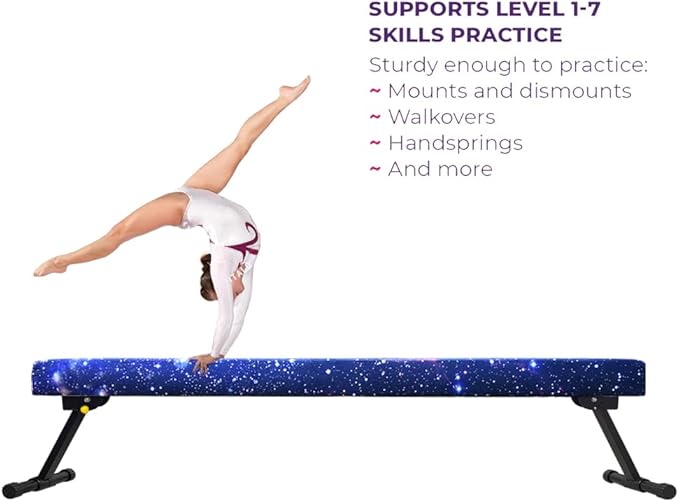 8FT Adjustable&Foldable Gymnastics Balance Beam,Home Gym Equipment,Easy Assembling and Storage,No Tool Require,for Kids Children Girls Training