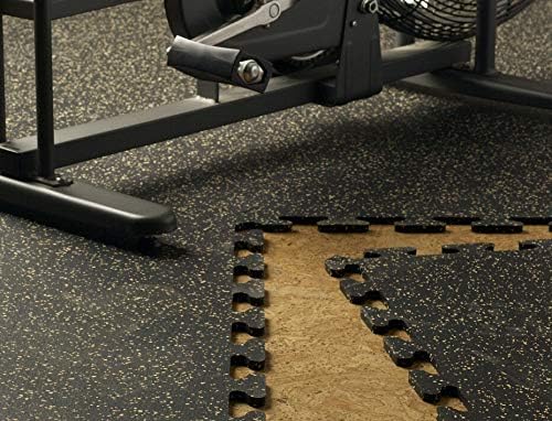 American Floor Mats Sport 8mm Heavy Duty Rubber Flooring - Interlocking Rubber Tile (23" x 23") Solid Black 3'10" x 7'8" Set (29 Square feet)