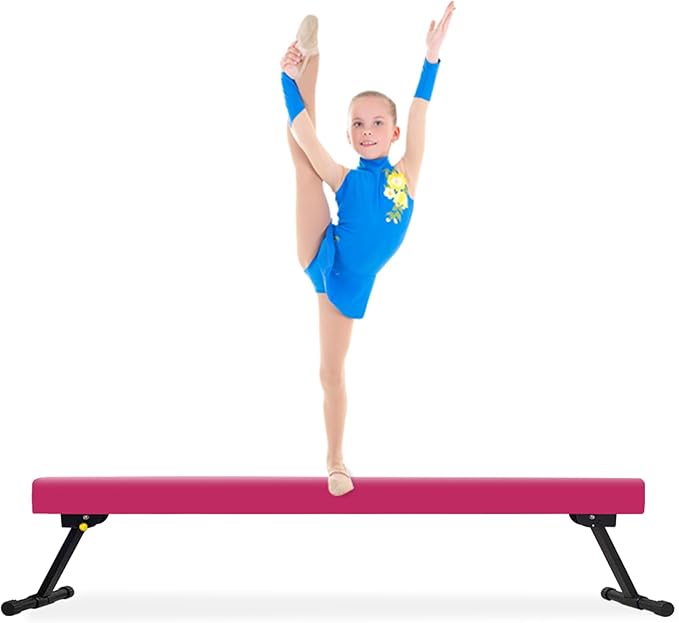 EL&IT·Wings 6FT/8FT Gymnastic Balance Beam for Kids, Adjustable Balance Beam with Leg, High and Low Level Floor Beam, Gymnastics Equipment for Home and Gym Center