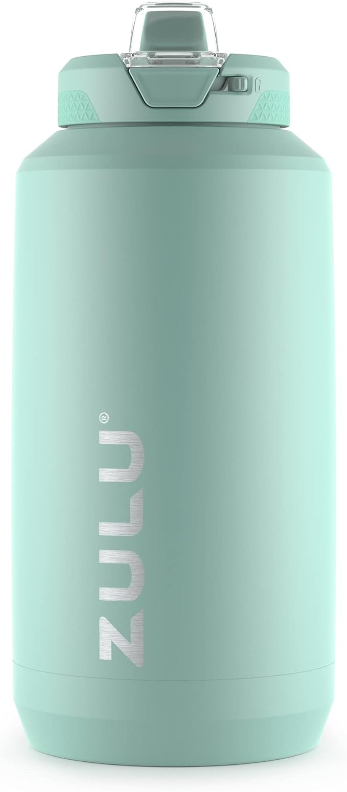 ZULU Goals Vacuum Insulated Large Capacity Stainless Steel Water Bottle | Reusable Jug Thermoses with Carry Handle | Leak-Proof Lid | Perfect for Travel, Workout, Gym, Hiking, Camping | 64oz, 101oz