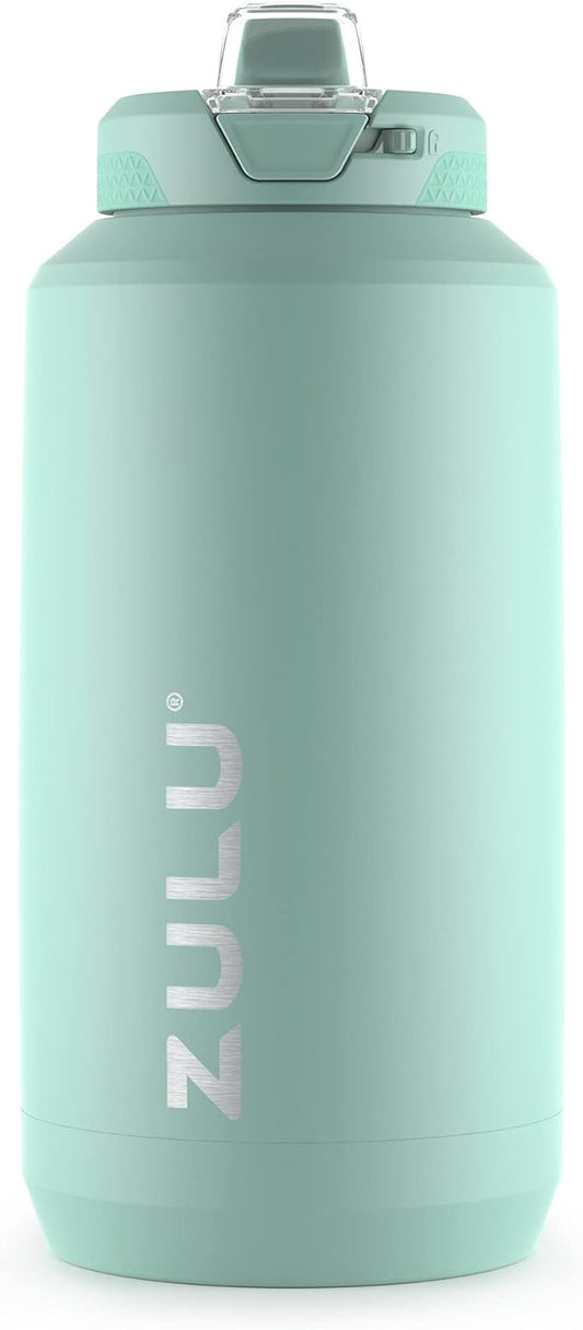 ZULU Goals Vacuum Insulated Large Capacity Stainless Steel Water Bottle | Reusable Jug Thermoses with Carry Handle | Leak-Proof Lid | Perfect for Travel, Workout, Gym, Hiking, Camping | 64oz, 101oz