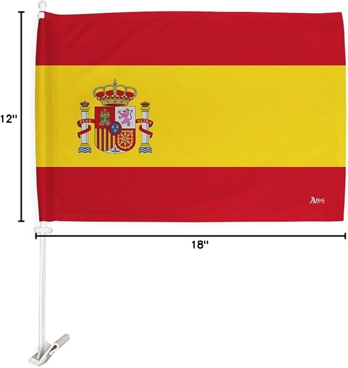 World Cup 2022 Spanish Car Flag Bandera Para Carros De Spain Auto Decorations Small Banner For Window Clip Pole Accessories FIFA Sports Fans Outdoor Flags Trophy Game Football Soccer Gifts Made In USA