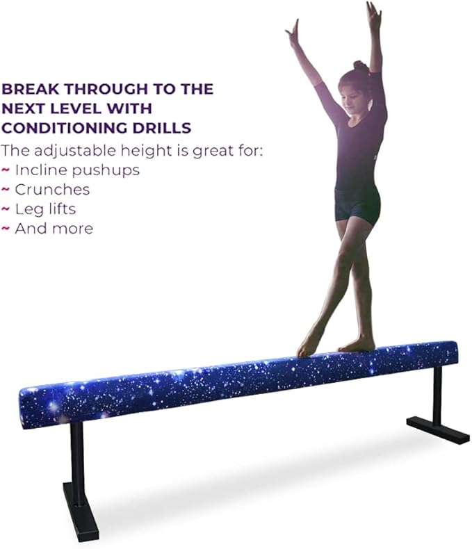 8FT Adjustable&Foldable Gymnastics Balance Beam,Home Gym Equipment,Easy Assembling and Storage,No Tool Require,for Kids Children Girls Training
