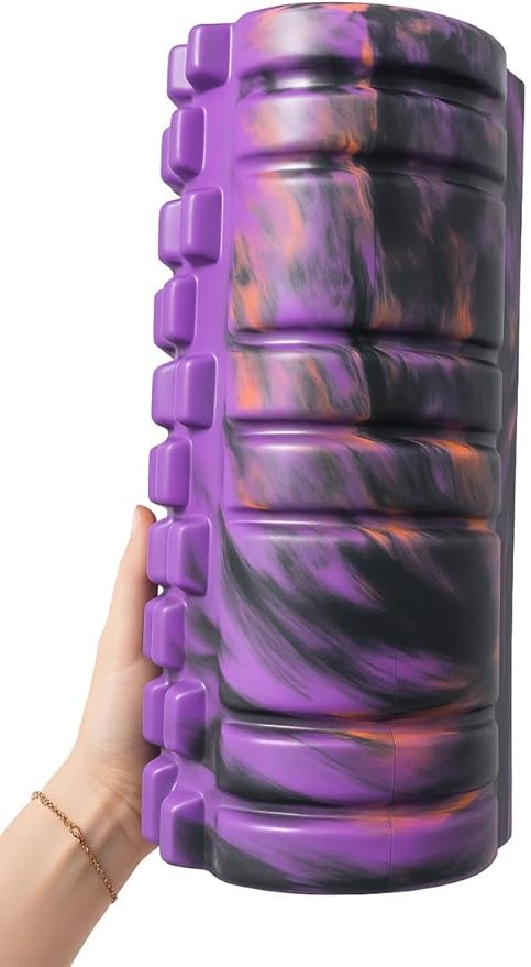 High-Density Foam Roller for Muscle Recovery, Deep Tissue Massage & Physical Therapy – Improves Mobility, Relieves Soreness, Ideal for Athletes & Fitness Training (18 Inch) (Purple Camouflage)