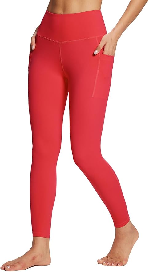 BALEAF Women's Leggings with Pockets Black Tummy Control Workout High Waisted Athletic 7/8 Ultra Soft Gym Yoga Ankle Pants