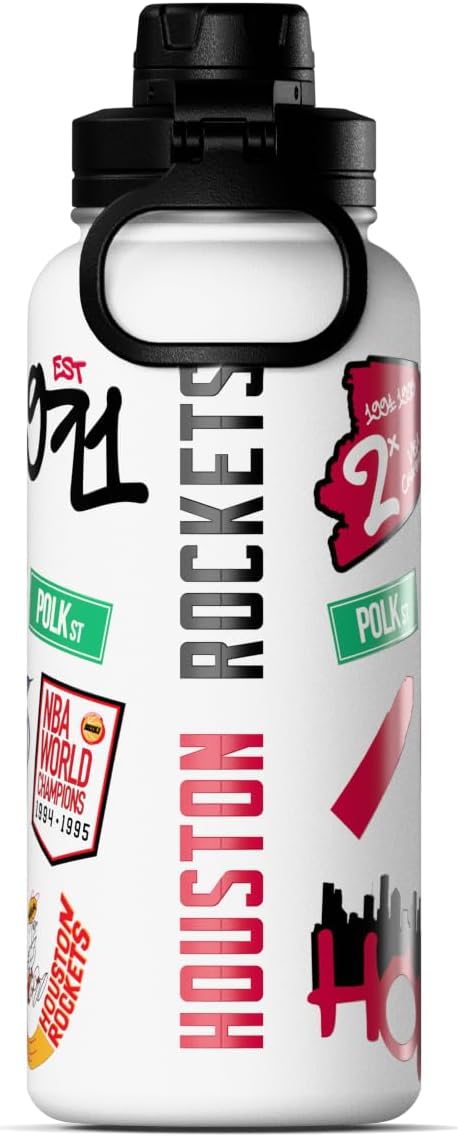 Hydrapeak x NBA Officially Licensed Houston Rockets 32 oz Active Water Bottle with Chug Lid Reusable Stainless Steel Double Wall Insulated Sports Gift, Celebrating The City Of Houston