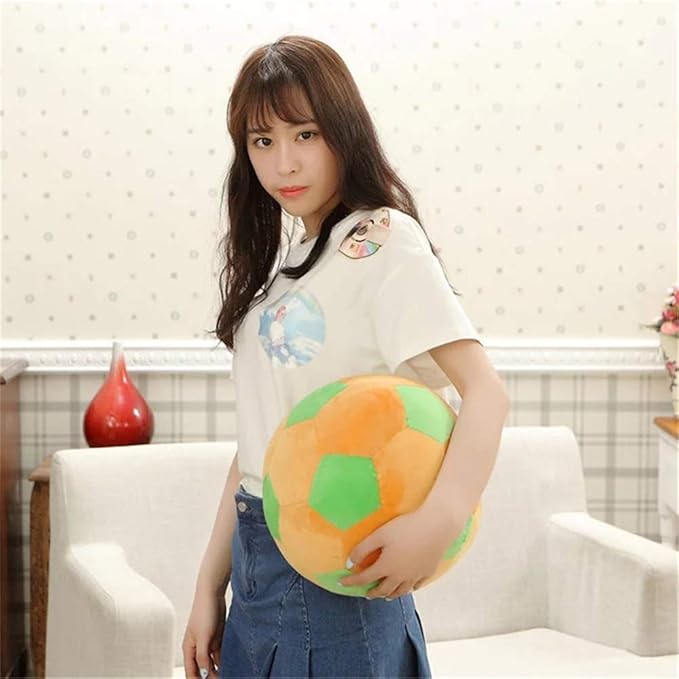 Plush Soccer Balls - Fluffy Stuffed Toy Soccer Ball Plush Pillow Soft Durable Stuff Soccerball Gift for Kids Boy Baby (Green -Yellow,17.7inch/45cm)