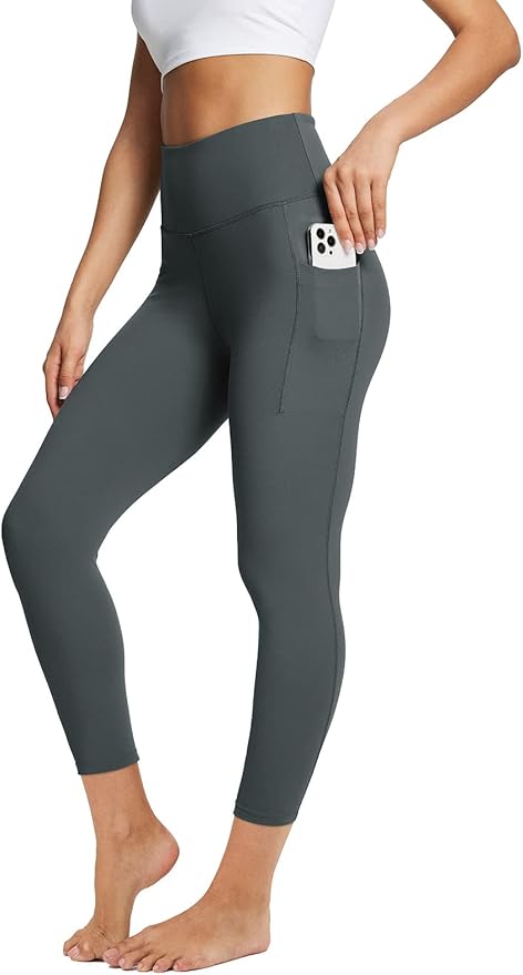 BALEAF Women's Leggings with Pockets Black Tummy Control Workout High Waisted Athletic 7/8 Ultra Soft Gym Yoga Ankle Pants