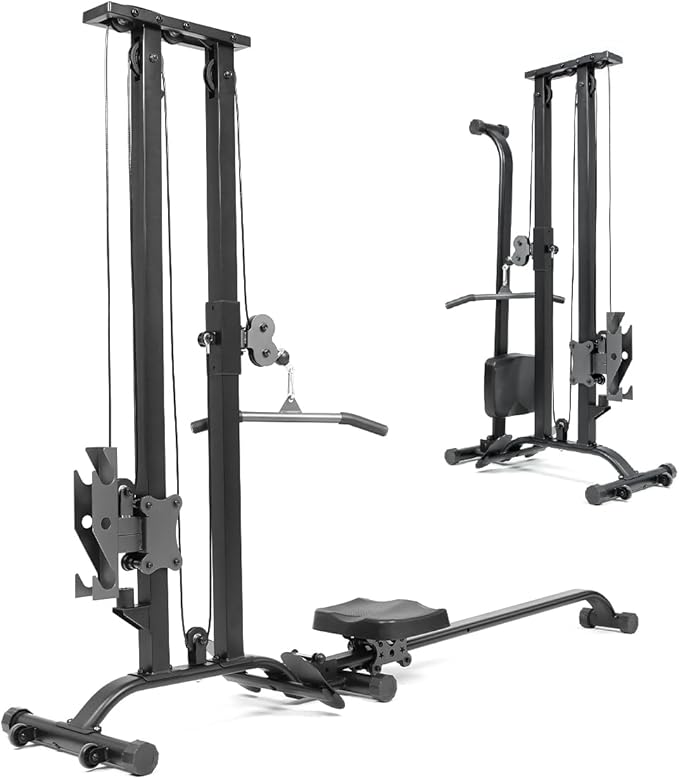 TOUSAINS Cable Machine Home Gym, 330 Lbs Plates Loaded Cable Crossover Machine, 2 in 1 Functional Trainer with Rowing Machine, Space Saving Design for Home Gym