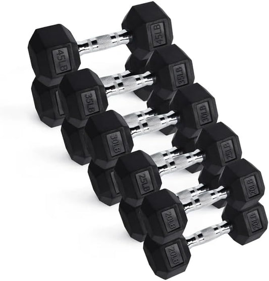 RITFIT 650/550/450/350/300/310/260/210/200/180/150/100 LB Rubber Hex Dumbbells Set with Optional Dumbbell Rack, Multi Weight Set to Choose, Ideal for Home Gym and Fitness