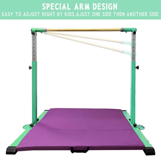 Gymnastics Kip Bar for Home Indoor Training,Horizontal Bar for Kids Girls Junior,Adjustable Arms from 3' - 5' Gym Equipment,1-4 Levels,300lbs Weight Capacity