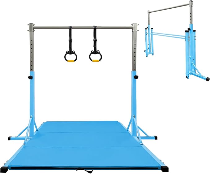 Gymnastics Kip Bar for Home Indoor Training,Horizontal Bar for Kids Girls Junior,Adjustable Arms from 3' - 5' Gym Equipment,1-4 Levels,300lbs Weight Capacity