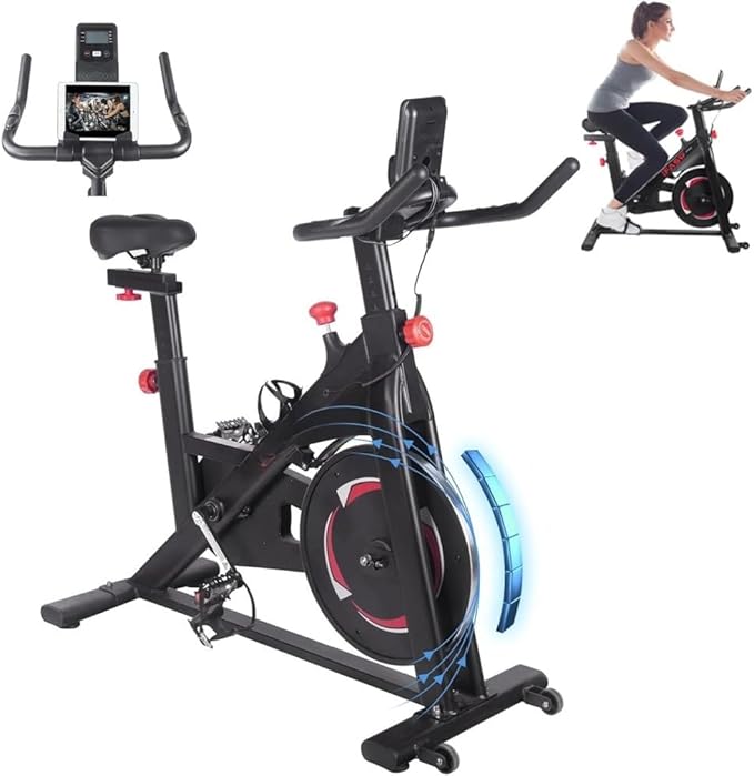 Indoor Exercise Bike for Home Gym with LCD Monitor, Adjustable Magnetic Resistance Stationary Bike for Cardio Fitness Training