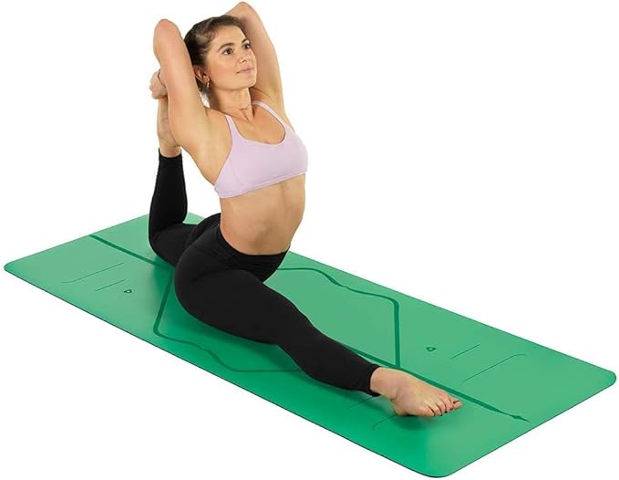 Liforme Original Yoga Mat – Free Yoga Bag Included - Patented Alignment System, Warrior-like Grip, Non-slip, Eco-friendly, sweat-resistant, long, wide, 4.2mm thick mat for comfort