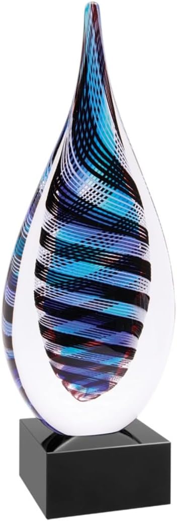 Hand-Blown Art Glass Award – Custom Engraved Elegant Award for Corporate, Sports Retirement Volunteer Recognition Leadership Personal Milestones Employee Gifts