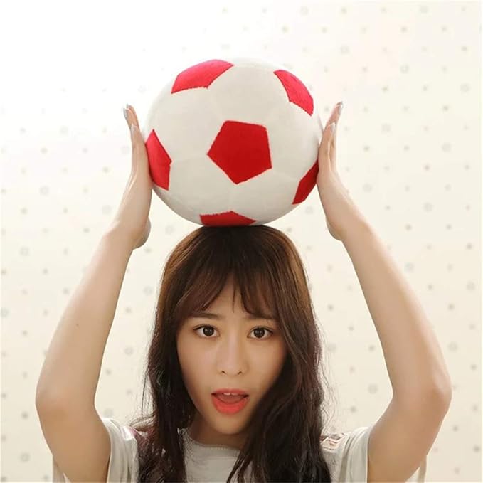 Plush Soccer Balls - Fluffy Stuffed Toy Soccer Ball Plush Pillow Soft Durable Stuff Soccerball Gift for Kids Boy Baby (Red - White,17.7inch/45cm)