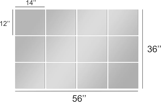 Home Gym Mirror Tiles for Wall, 14"x12"x12PCS Full Length Home Gym Workout Mirror for Garage, Bedroom, Living Room, Over The Door