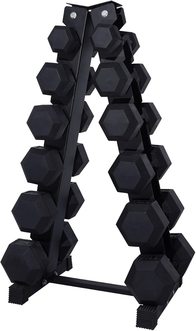 RitFit 5-300LBS Rubber Encased Hex Dumbbell Sets with Optional Rack for Home Gym, Coated Hand Weights for Strength Training, Workouts
