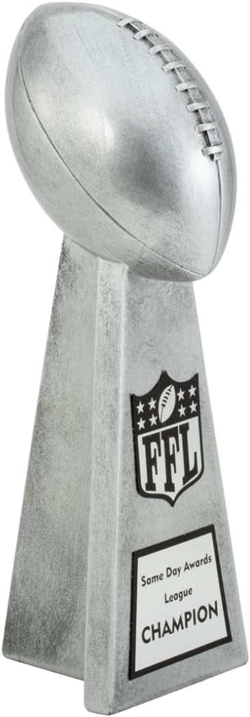 Lil' Vince Silver Fantasy Football Trophy - Custom Engraved Replica Tower Award for Fantasy Football League Champion Draft Parties End of Season Trophy