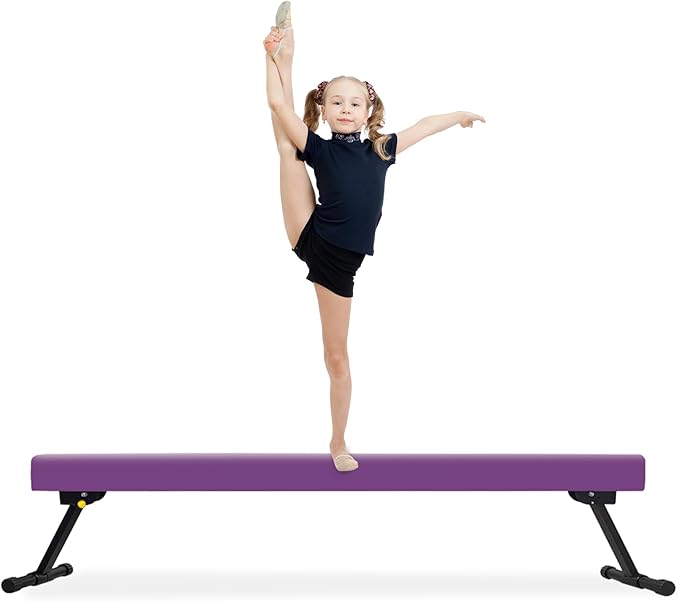 EL&IT·Wings 6FT/8FT Gymnastic Balance Beam for Kids, Adjustable Balance Beam with Leg, High and Low Level Floor Beam, Gymnastics Equipment for Home and Gym Center