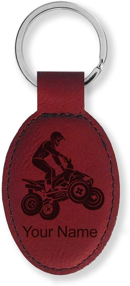 LaserGram Oval Keychain, Quad, Personalized Engraving Included (Burgundy)