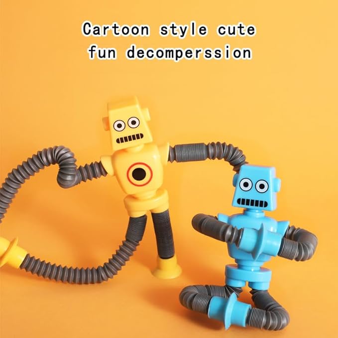 12PCS Telescopic Suction Cup Robot Toy,pop Tubes,Toys for Kids,Toddler Travel Toys,Toddler Sensory Toys,figette Toys,Fidget Toys for Kids,Treasure Box prizes,Small Toys for Kids prizes