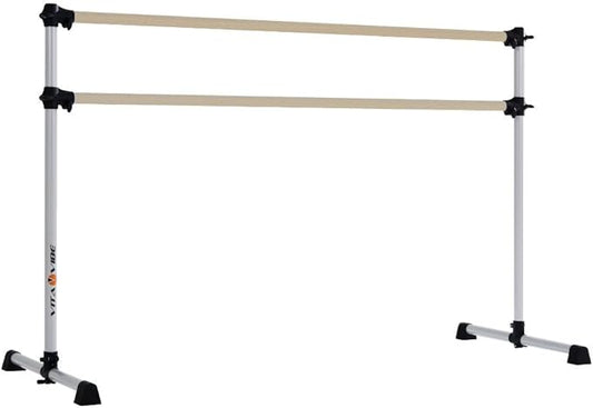 VITA Barre Portable Freestanding Double Ballet Barre, Prodigy, Wood | Adjustable Height, USA Made, Home or Gym Exercise Equipment for Kids & Adults | Dance, Fitness, Pilates