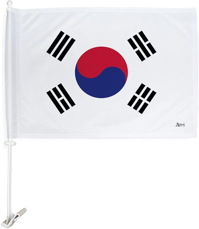 World Cup 2022 Korean Car Flag Bandera para Carros De South Korea Auto Decorations Small Banner for Window Clip Pole Accessories FIFA Sports Fans Outdoor Flags Game Football Soccer Gifts Made in USA